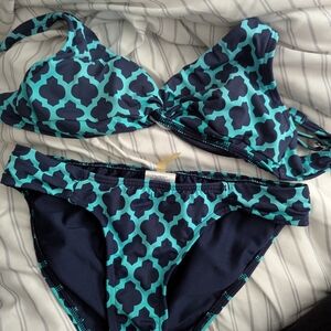 Stylish Blue and Black Women's Bikini